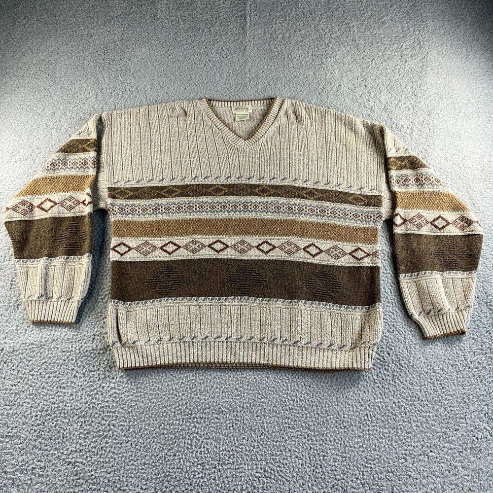 NEW Vintage St. Johns Bay Sweater Mens Extra Large Beige Southwestern USA Grunge